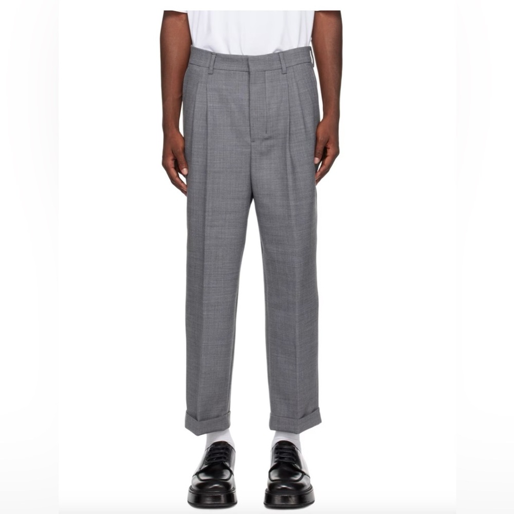 Ami Paris Gray Pleated Trousers